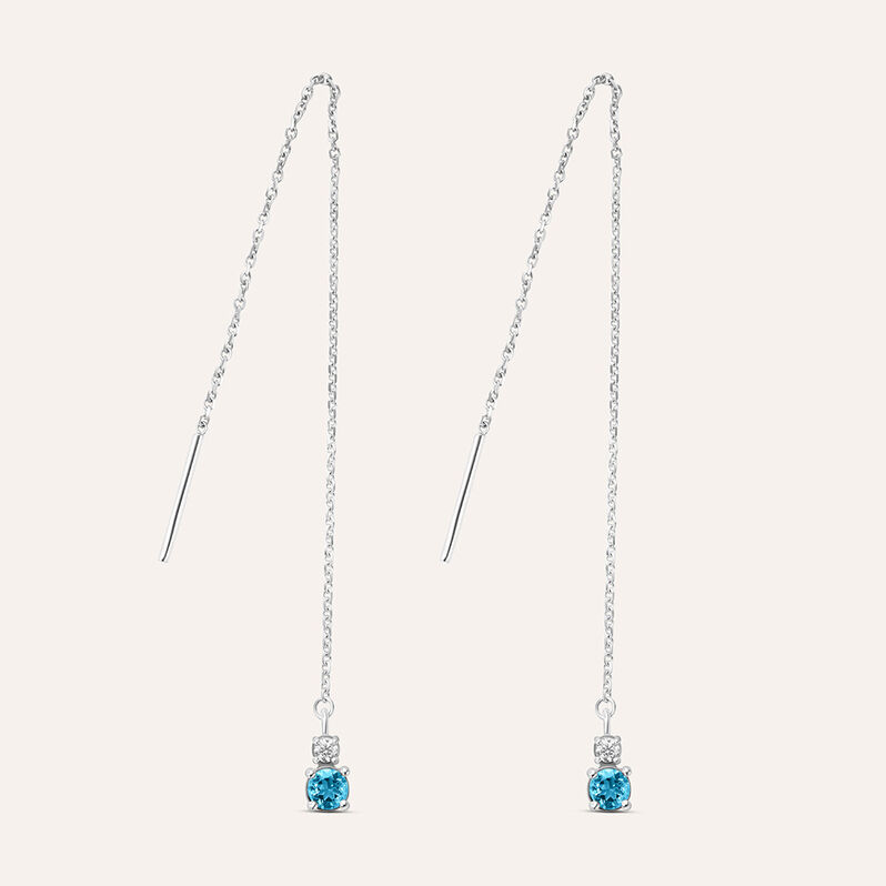 Orecchini Pendenti Saliscendi Amélie Oro Bianco Topazio Cubic Zirconia - Spannringe Damen | OROVIVO