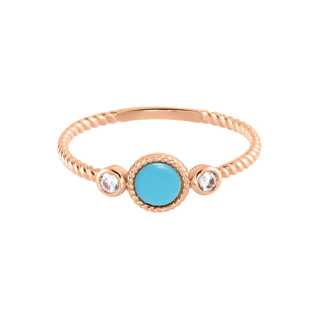 Bague Or Rose Amalle 14 Sertie Clos Et Oxydes De Zirconium - Spannringe Damen | OROVIVO