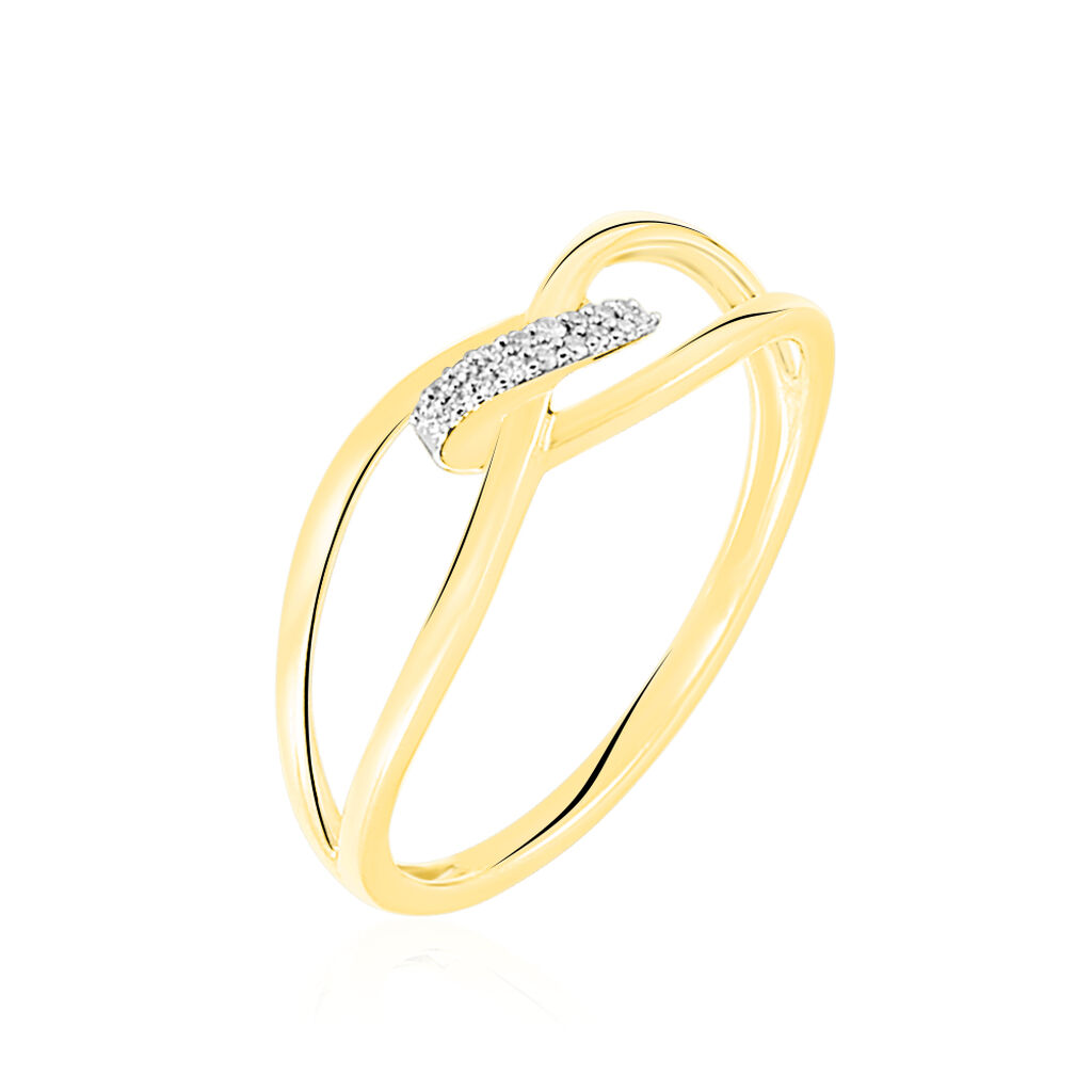 Bague Or Jaune Madelle Forme Entrelacee Pavage Diamants - Spannringe Damen | OROVIVO