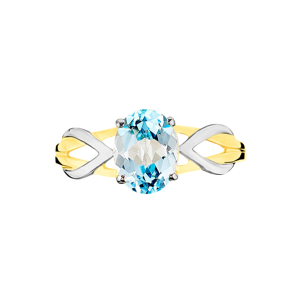 Damen Ring Gold Bicolor 375 Topas Blau 1,46ct Bonnie  - Solitärringe Damen | OROVIVO