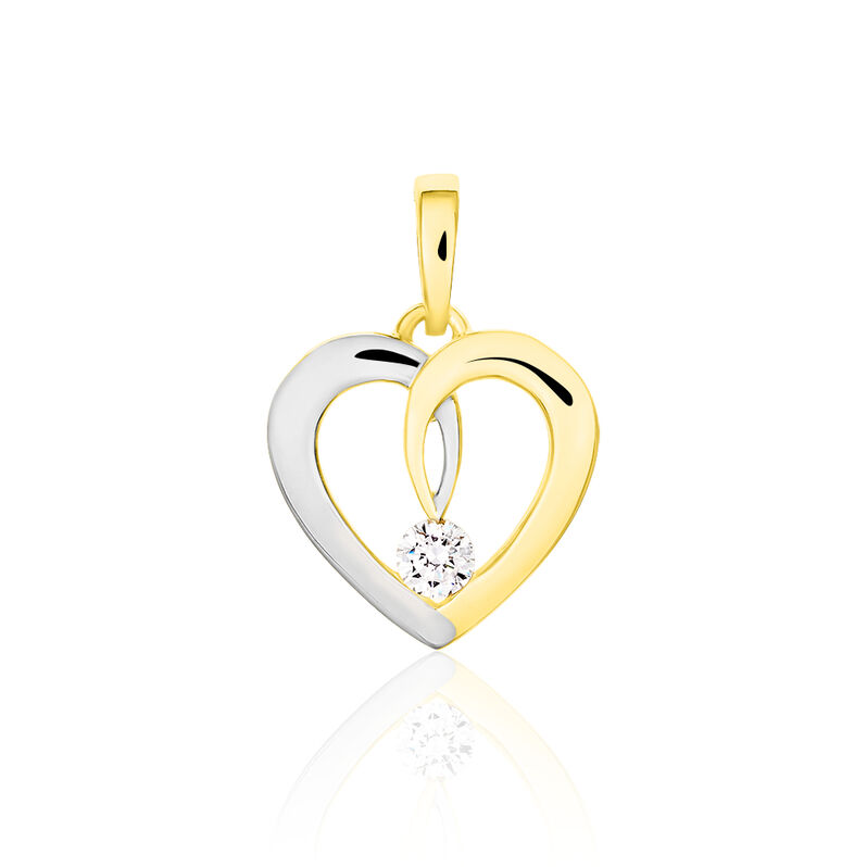 EUDOCIE HERZ 17 Damen Anh&auml;nger Gold Bicolor 333 (8 Karat) Zirkonia Wei&szlig; Herz - Schmuckanh&auml;nger Damen | OROVIVO
