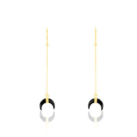 Damen Ohrhänger Lang Gold 375 Onyx Mond  - Ohrhänger Damen | OROVIVO