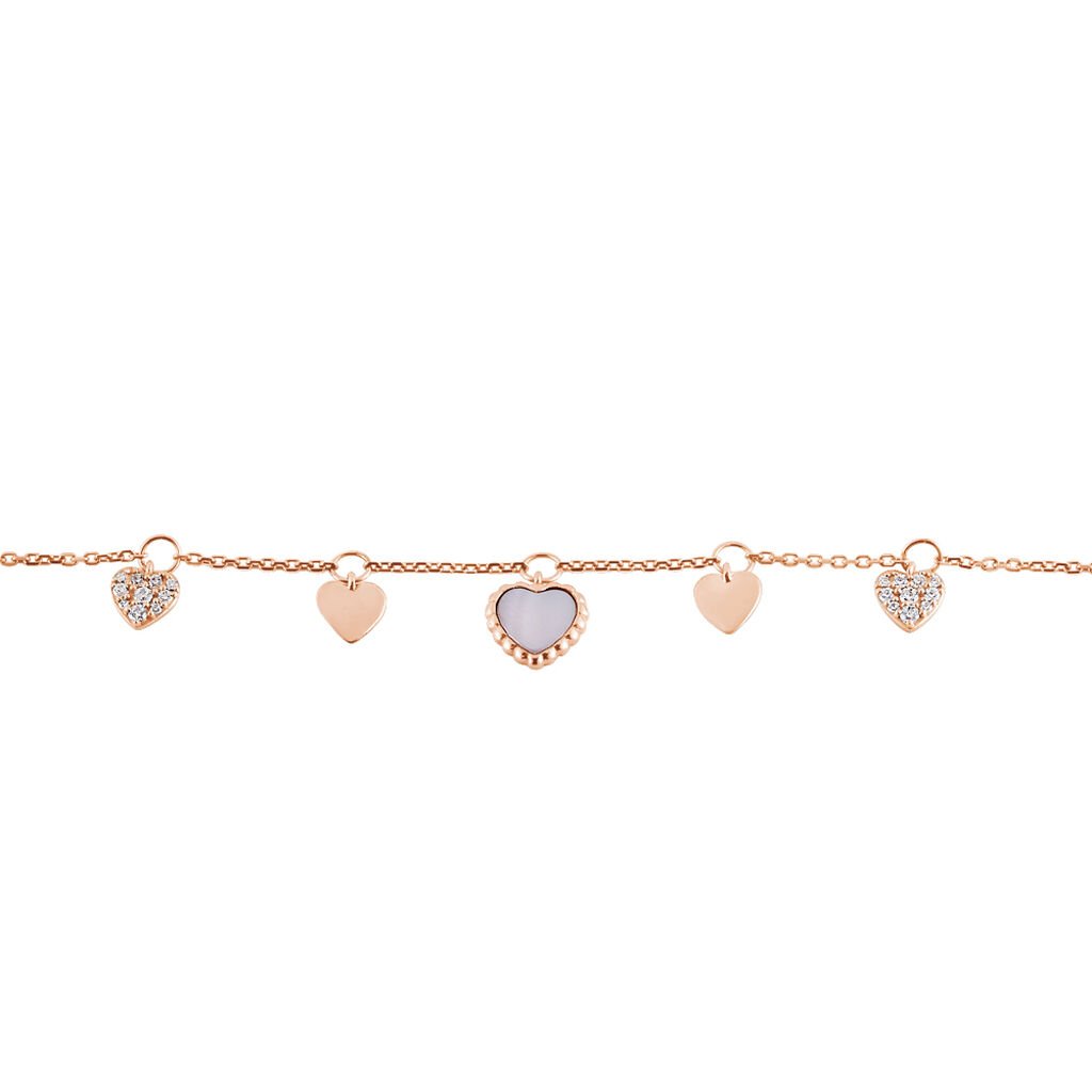 RHEA Damen Armband Rosegold 375 (9 Karat) Zirkonia Wei&szlig; 0,03 ct Herz
