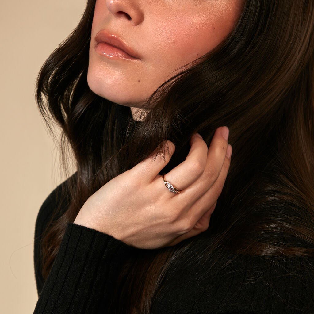 THEKLA Damen Ring Gold 375 (9 Karat) Diamant Wei&szlig; 0,04 ct