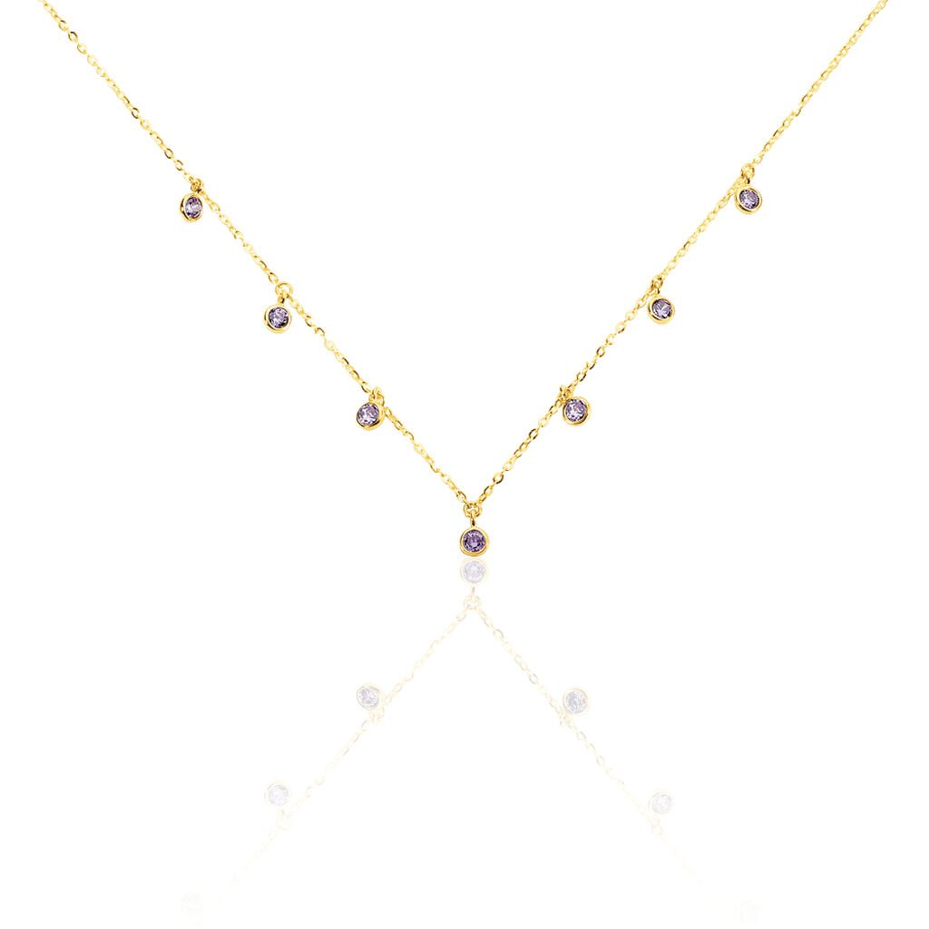 TALILA 1 Damen Collier Gold 375 (9 Karat) Zirkonia Violett 0,16 ct Kreis, Collier mit Stein