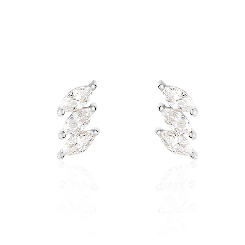 Boucles D'oreilles Puces Edma Or Blanc Oxyde De Zirconium - Spannringe Damen | OROVIVO