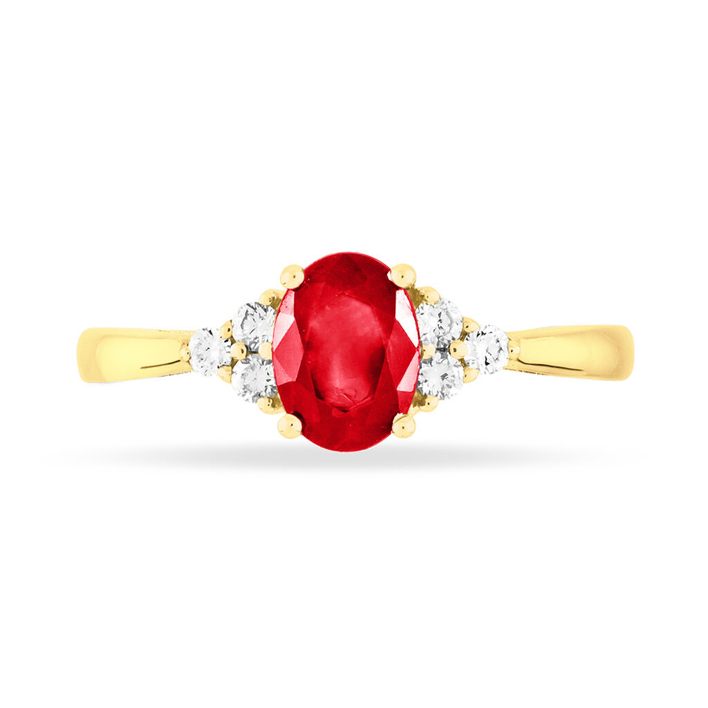 Bague Lea Or Jaune Rubis Et Diamant - Spannringe Damen | OROVIVO