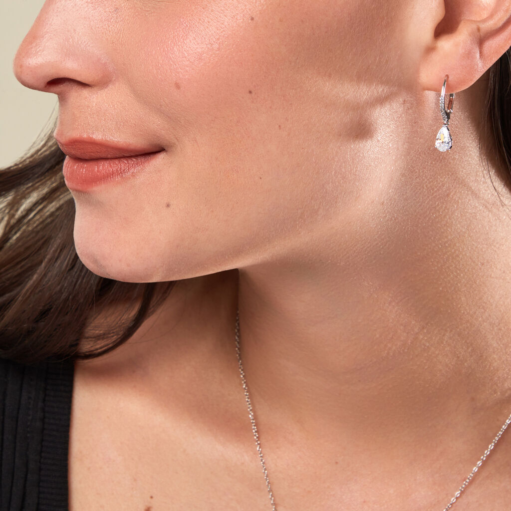 Damen Ohrringe Lang Silber 925 Zirkonia Loreta  - Ohrhänger Damen | OROVIVO