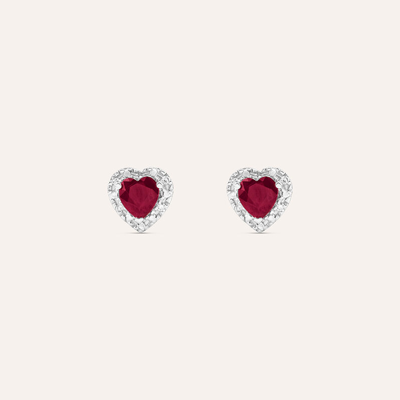 Orecchini Lobo Charlotte Oro Bianco Rubino Diamante - Spannringe Damen | OROVIVO