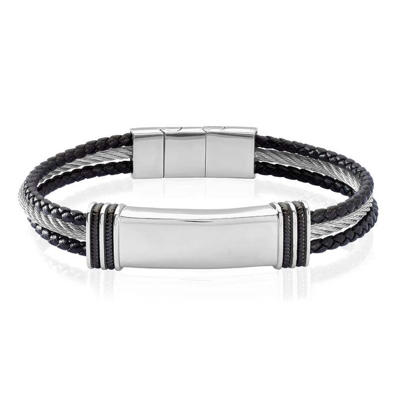 Herren ID Armband Edelstahl Bicolor Silber/Schwarz Henry 2,1cm - Armbänder Herren | OROVIVO