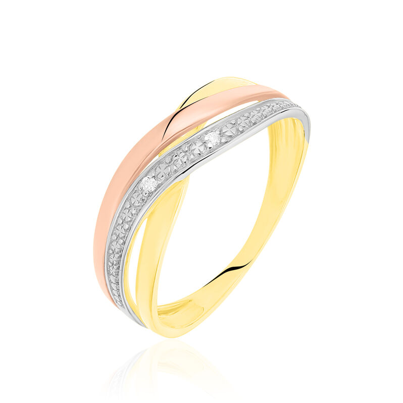 BICI Damen Ring Gold Tricolor 375 (9 Karat) Diamant Wei&szlig; 0,01 ct B 6 mm - Ringe mit Stein Damen | OROVIVO