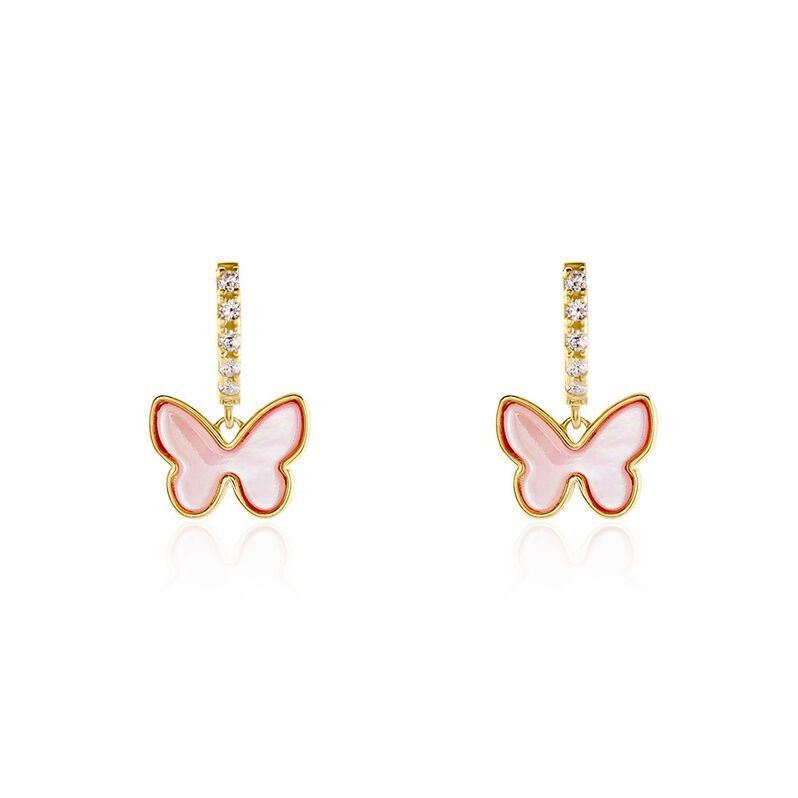 Créoles Argent Jaune Nacre Oxyde De Zirconium - Spannringe Damen | OROVIVO