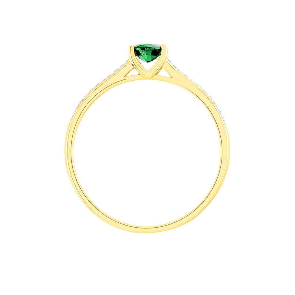 Bague Crista Or Jaune Emeraude Et Diamant - Spannringe Damen | OROVIVO