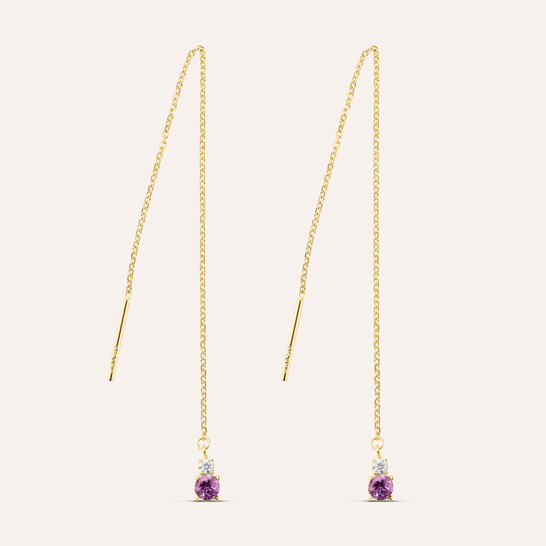 Orecchini Pendenti Saliscendi Amélie Oro Giallo Ametista Cubic Zirconia - Spannringe Damen | OROVIVO