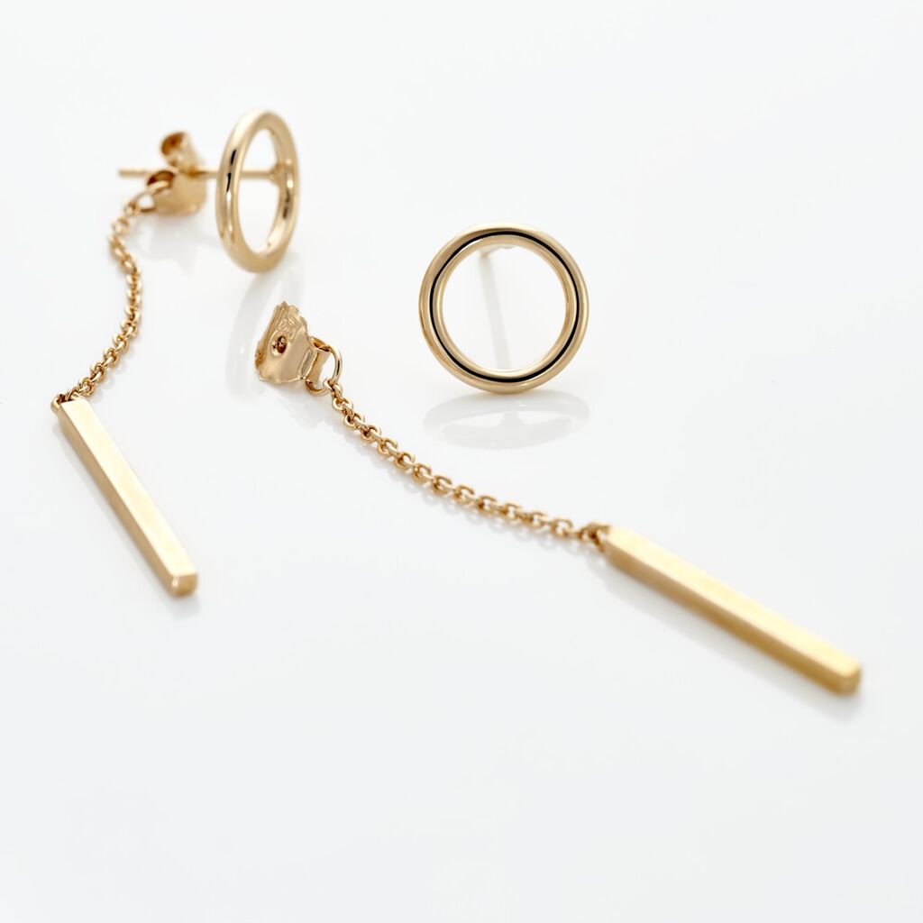 KRUSCHA Damen Ohrringe Lang Vergoldet 750 B 2 mm