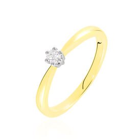 Solitärring Gold 750 Bicolor Diamant 0,1ct - Ringe mit Edelsteinen Damen | OROVIVO