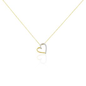Damen Halskette Gold 375 Diamanten 0,1ct Herz Modern - Herzketten Damen | OROVIVO