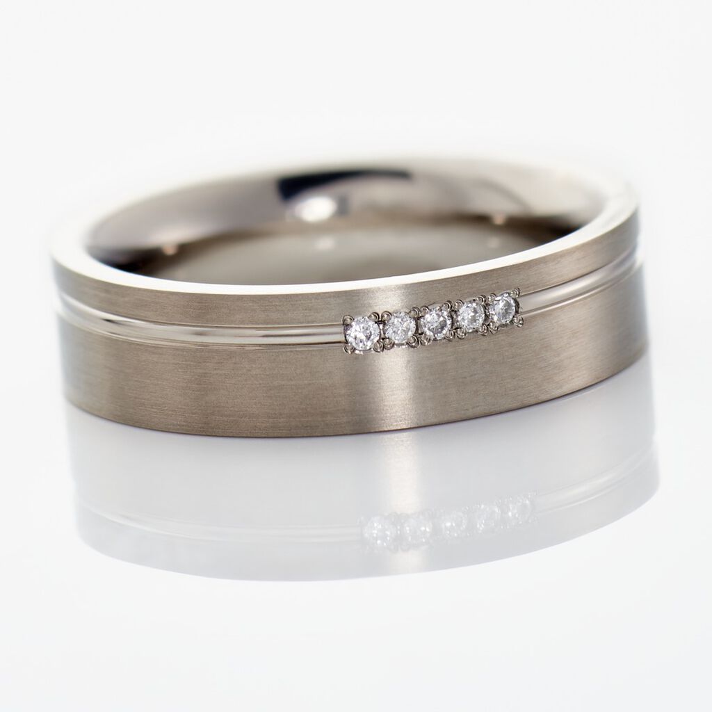  Ring Titan Diamant 0,03ct 5,00mm  - Ringe mit Stein  | OROVIVO