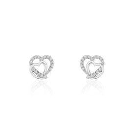 Damen OhrsteckerWeißgold 375 Zirkonia Herz - Ohrstecker Damen | OROVIVO