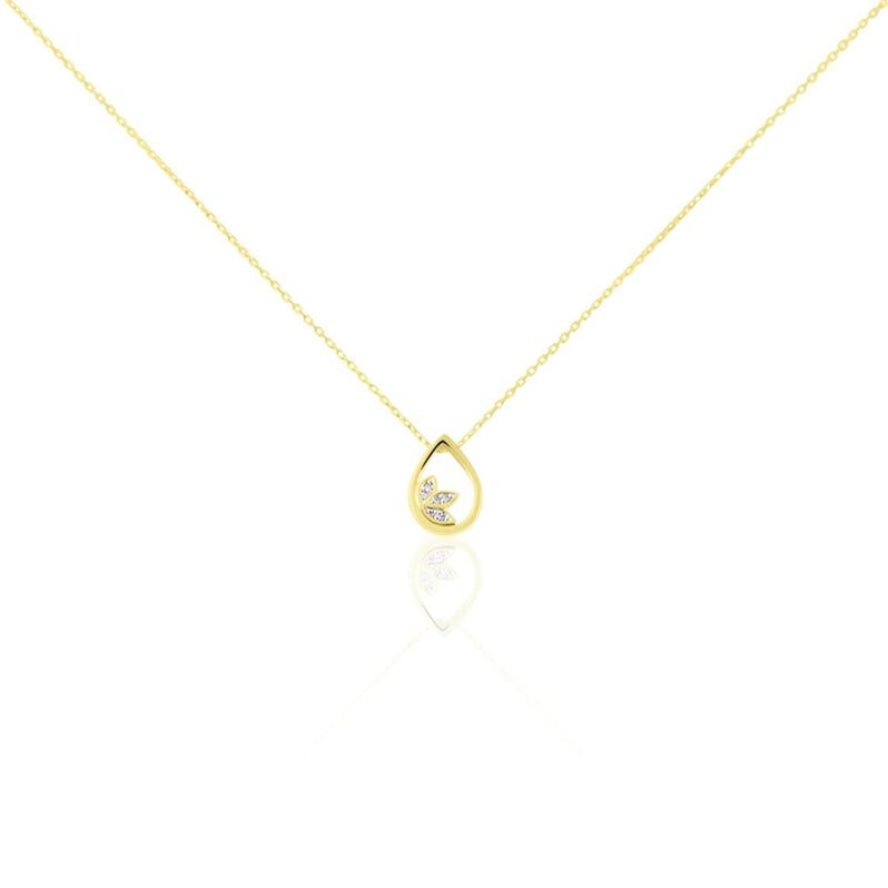 KENA Damen Collier Gold 375 (9 Karat) Diamant Wei&szlig; 0,02 ct Tropfen B 0,9 mm - Halsketten Damen | OROVIVO