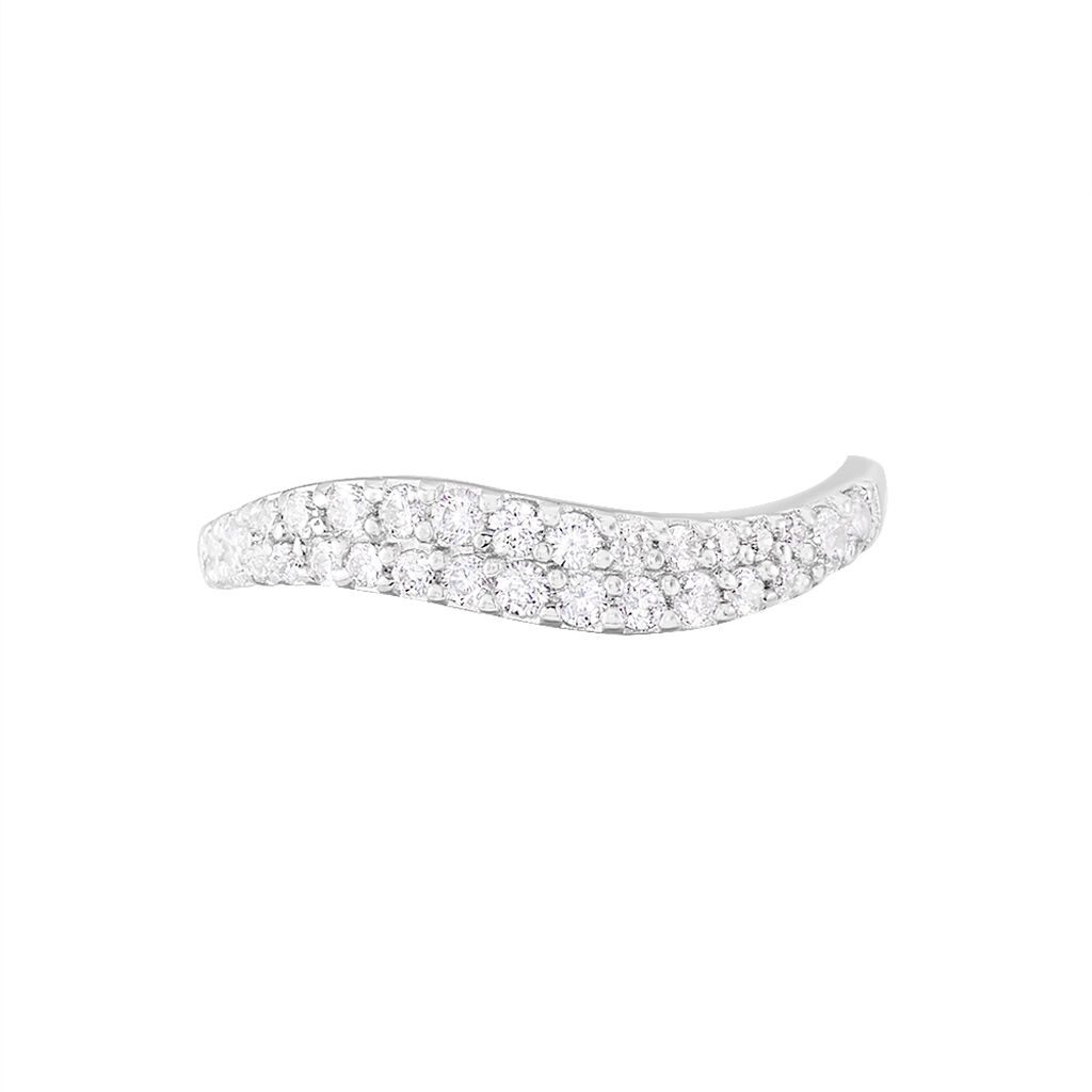 Damen Ring Silber 925 Zirkonia Wei&szlig; Welle