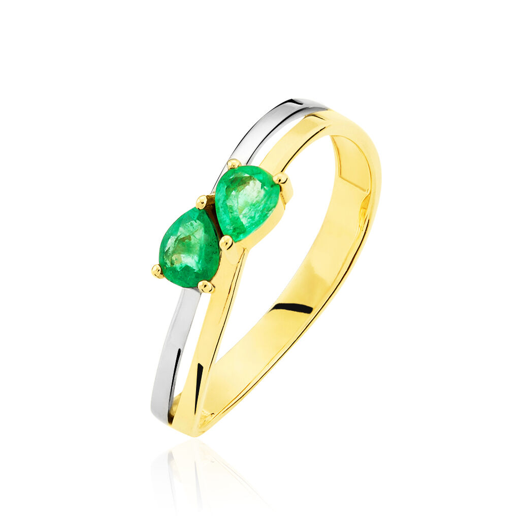 Bague Leila Or Bicolore Emeraude - Spannringe Damen | OROVIVO