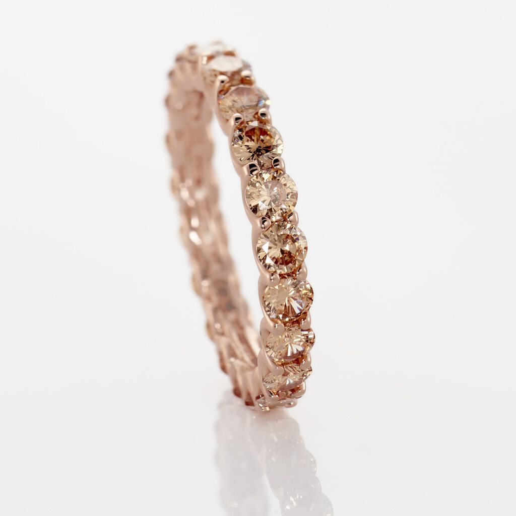 MYRIAM Damen Ring Silber rosevergoldet 925 Zirkonia Champagner 4,1 ct B 3 mm