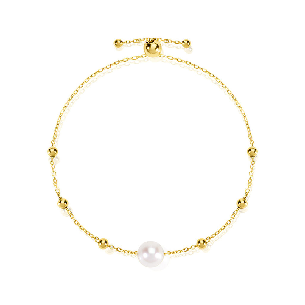 Lorde Damen Armband Silber vergoldet 925 Zuchtperle Wei&szlig;