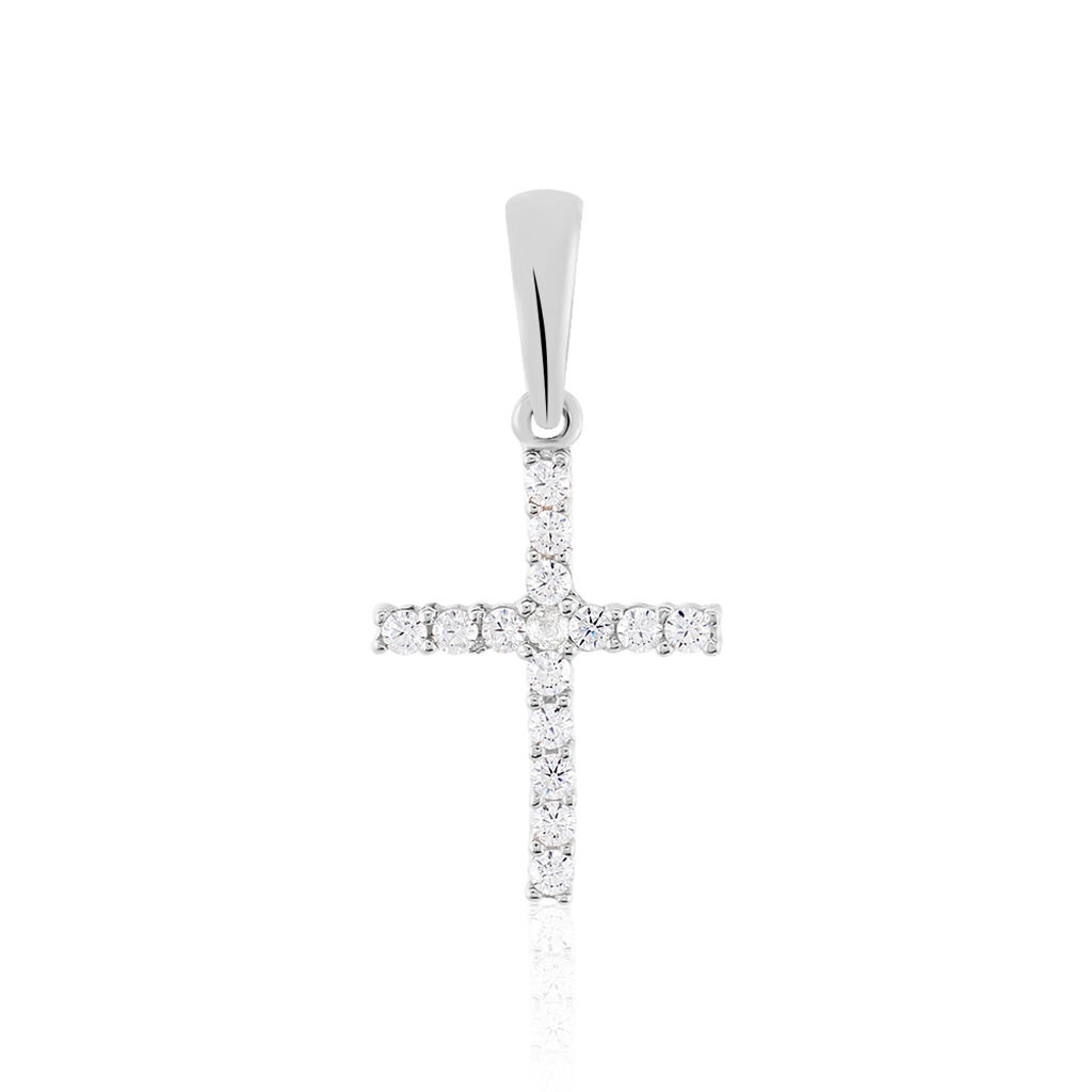 Kreuz Anh&auml;nger Wei&szlig;gold 375 Zirkonia Canice