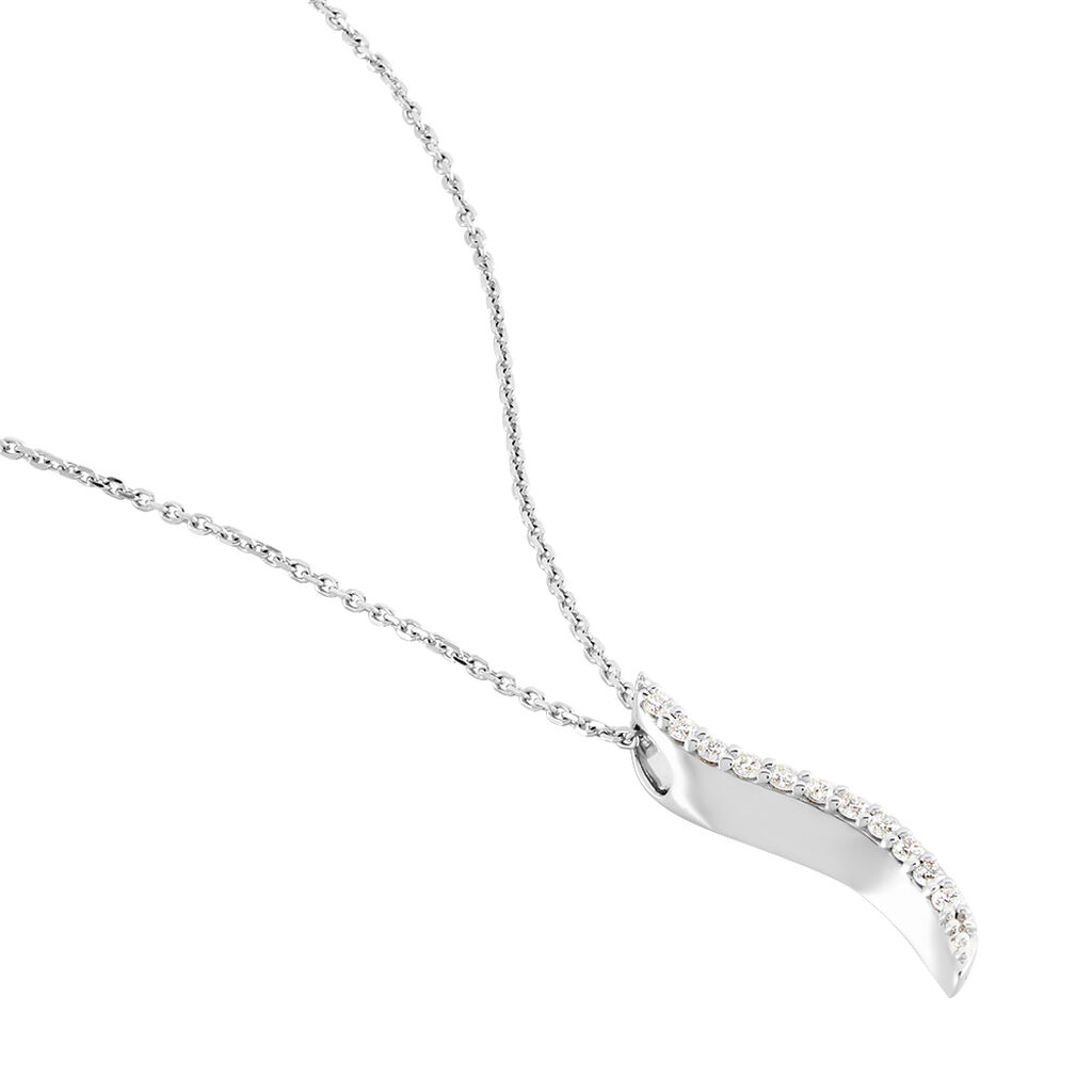 Damen Collier Weißgold 375 Diamant 0,1ct Welle Lata - Halsketten Damen | OROVIVO