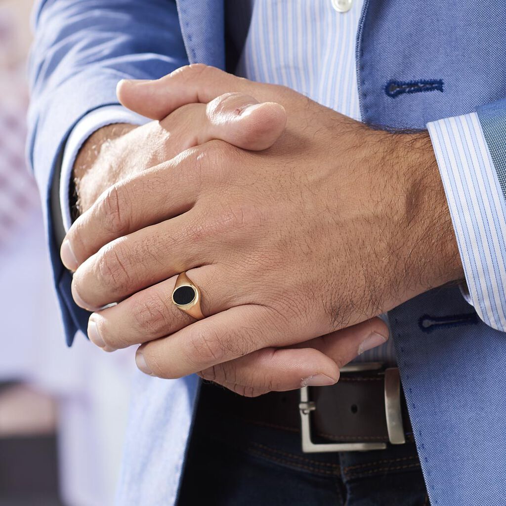 Chevaliere Or Jaune Ovale Onyx - Spannringe Herren | OROVIVO