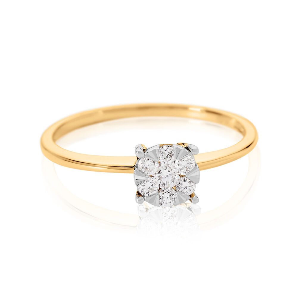 PETALI Damen Ring Gold 585 (14 Karat) Diamant Wei&szlig; 0,01 ct Kreis