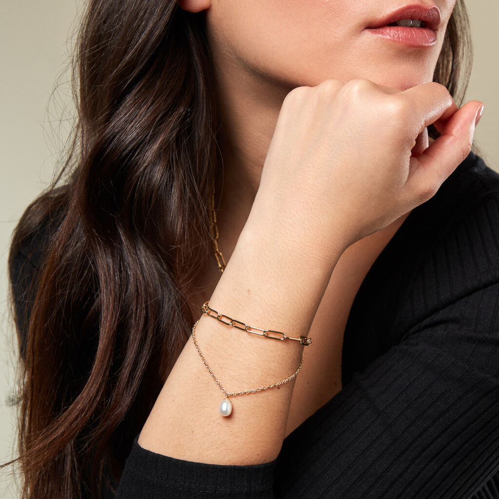 Damen Armband Silber vergoldet 925 Reiskorn Weiß Harper 2cm 45mm - Neuheiten Damen | OROVIVO