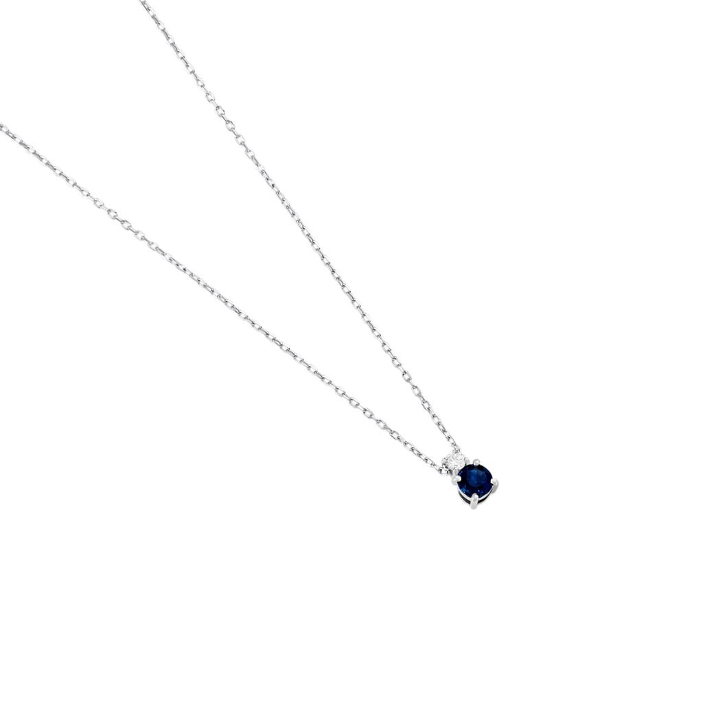 ELISABETH Damen Collier Wei&szlig;gold 585 (14 Karat) Saphir Blau 0,27 ct