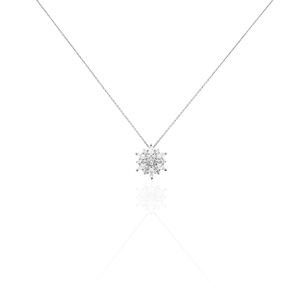 Collier Or Weiss Allassane Forme Flocon Oxydes De Zirconium 42cm - Spannringe Damen | OROVIVO