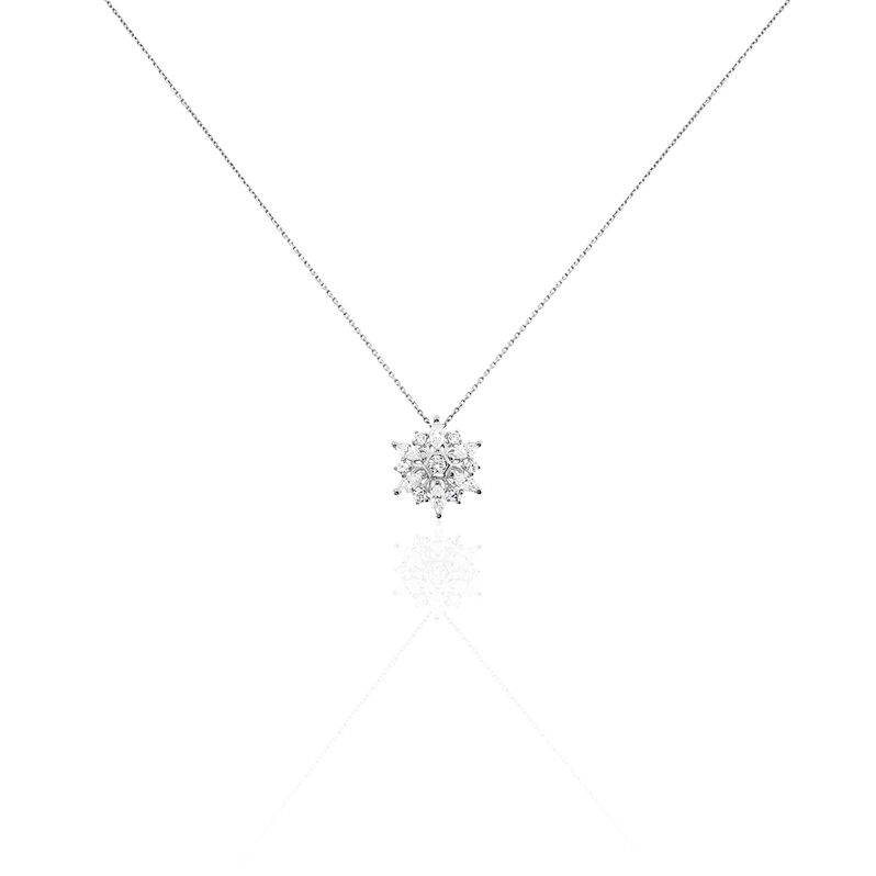 Collier Or Weiss Allassane Forme Flocon Oxydes De Zirconium 42cm - Spannringe Damen | OROVIVO