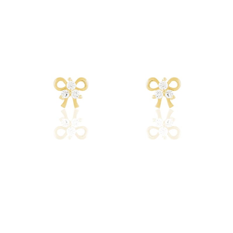 Ohrstecker Gold 375 Zirkonia Schleife - Ohrstecker Familie | OROVIVO