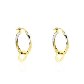 Damen Creolen mit Anhänger Gold 375 Bicolor Kleeblatt - Creolen Damen | OROVIVO