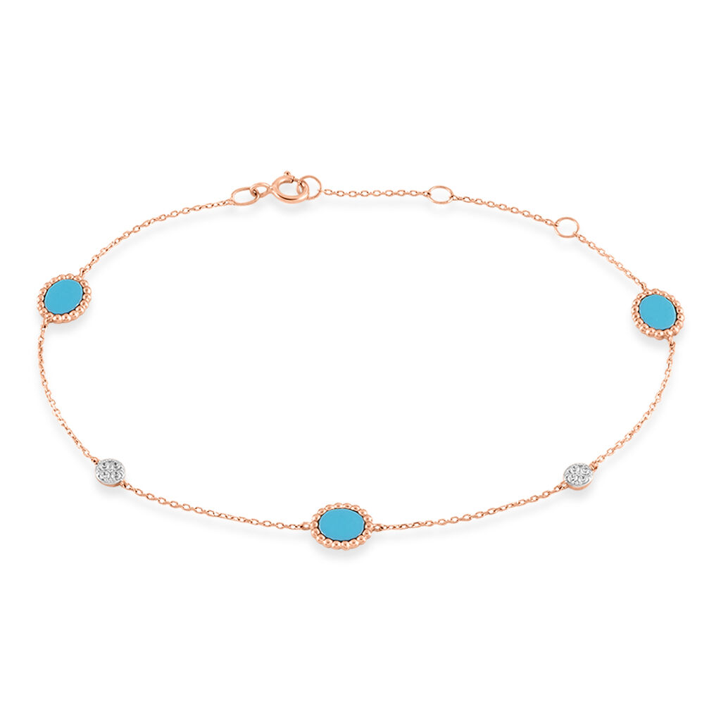 Bracelet Or Rose Amalle Pastilles Ovales Et Oxydes De Zirconium - Spannringe Damen | OROVIVO