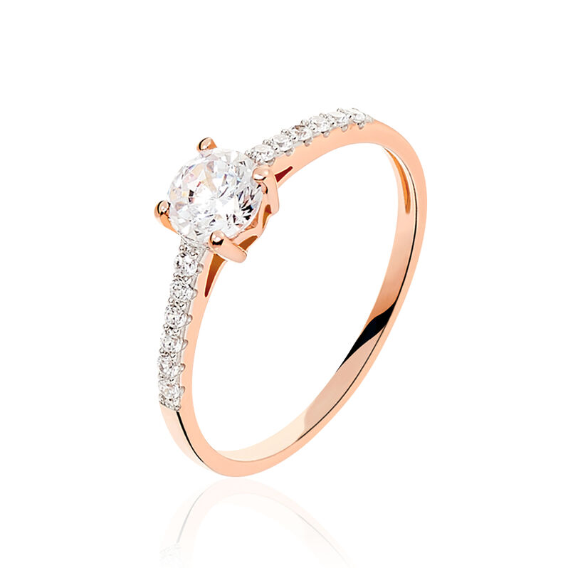 Anello Solitario Claire Oro Rosa Cubic Zirconia - Spannringe Damen | OROVIVO