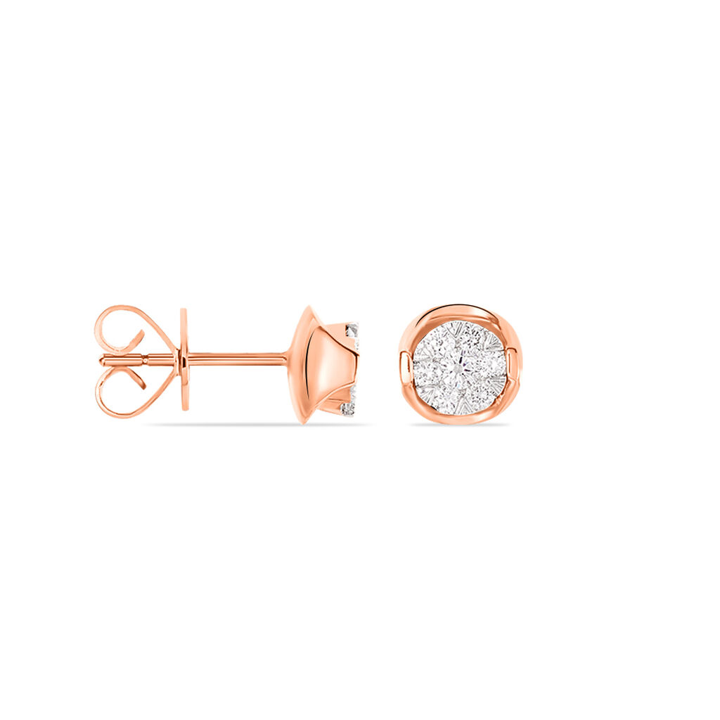 SHINE Damen Ohrstecker Rosegold 750 (18 Karat) Diamant Wei&szlig; 0,35 ct Kreis