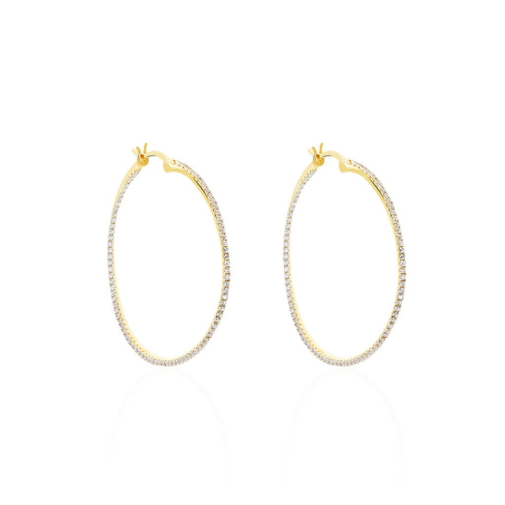 RAJANA Damen Creolen Silber vergoldet 925 Zirkonia Wei&szlig; 1,76 ct Oval B 2,11 mm