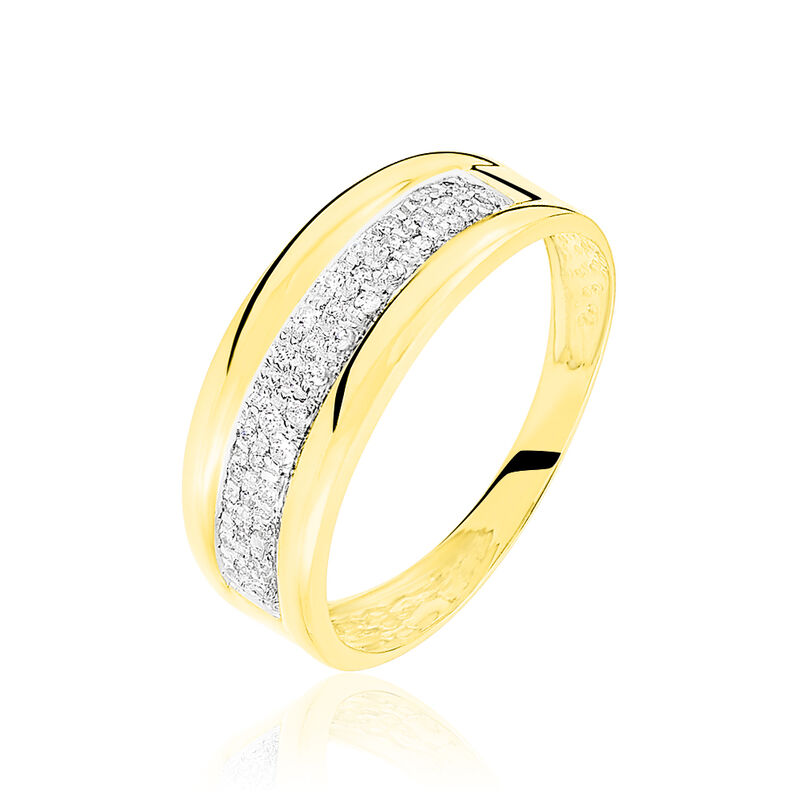 Bague Bague Pavage Anneau Or Jaune Oxyde De Zirconium - Spannringe Damen | OROVIVO