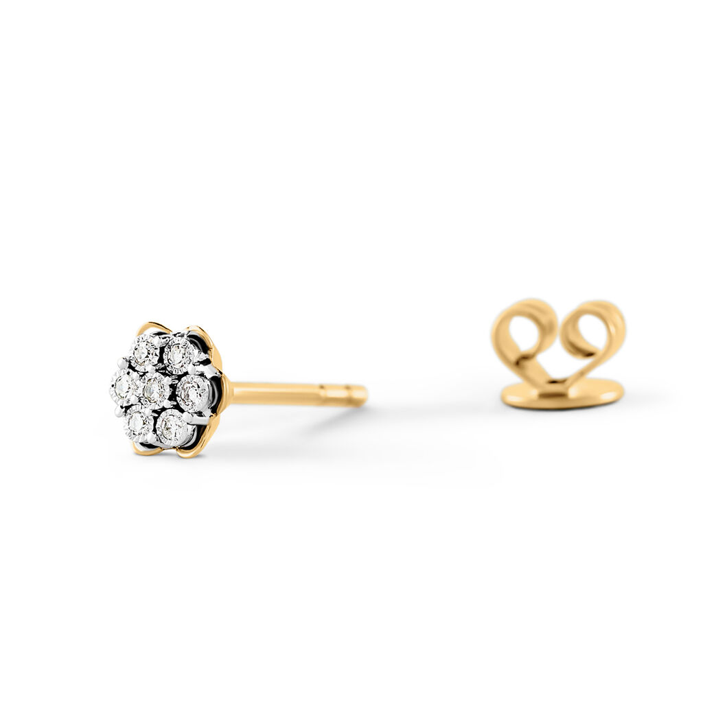 KAROLINE Damen Ohrstecker Gold 375 (9 Karat) Diamant Wei&szlig; 0,05 ct Blume