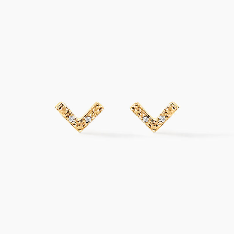 Boucles D'oreilles Puces Undine Or Jaune Diamant - Spannringe Damen | OROVIVO