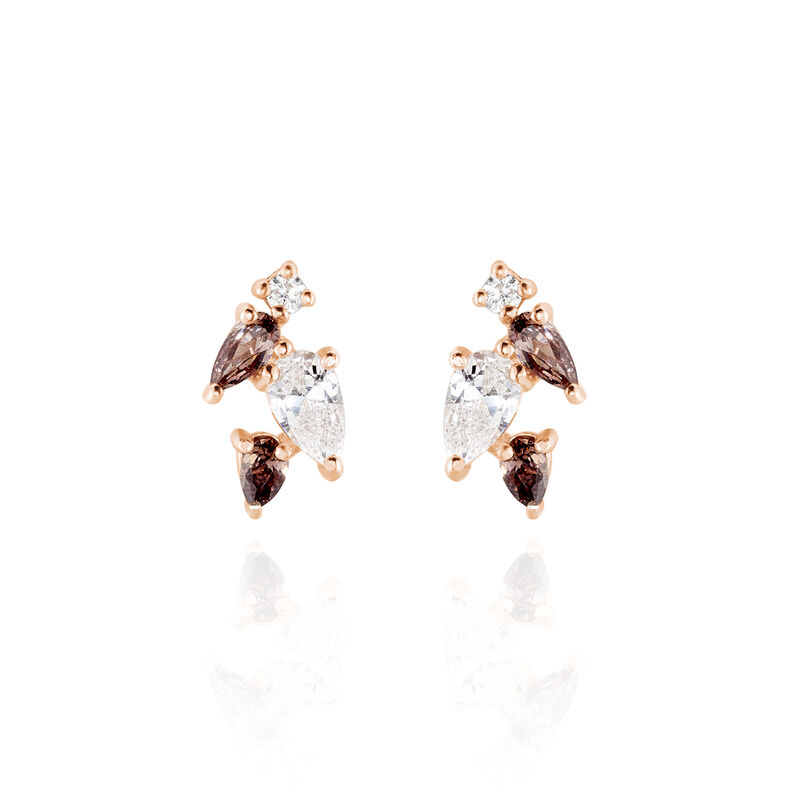 INA Damen Ohrstecker Silber rosevergoldet 925 Zirkonia Multicolour - Ohrstecker Damen | OROVIVO