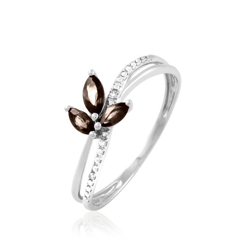 Bague Angie Or Blanc Quartz Et Diamant - Spannringe Damen | OROVIVO