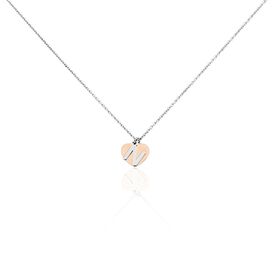 Damen Halskette Silber 925 Bicolor Buchstabe N - Herzketten  | OROVIVO