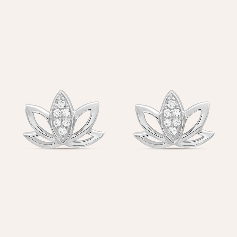Orecchini Lobo Claire Oro Bianco Cubic Zirconia - Spannringe Damen | OROVIVO