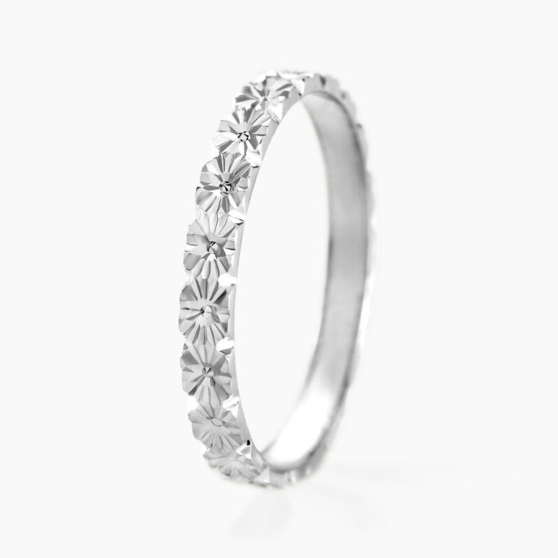 Alliance Fleur Diamantee Ruban Plat Or Blanc - Spannringe Unisex | OROVIVO